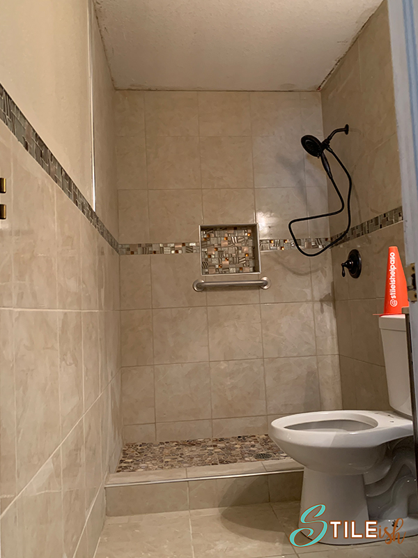 bathroom tile in beige