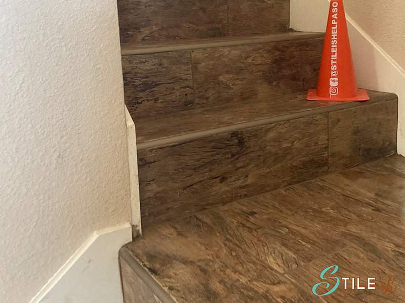 stairs wood look tile