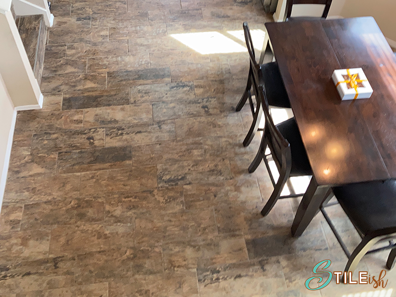 stielish wood look tile dinning