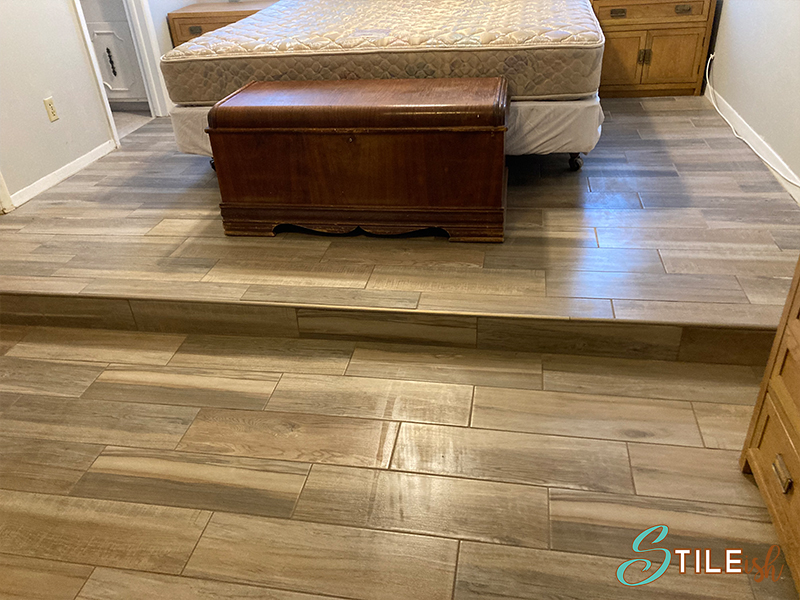 stileish wood look tile bedroom