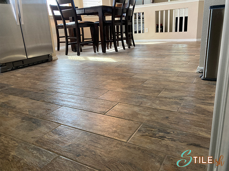 wood look tile dinning