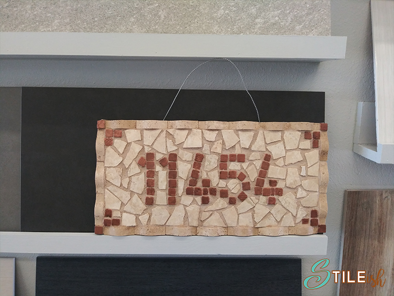 Travertine house number sign 11454